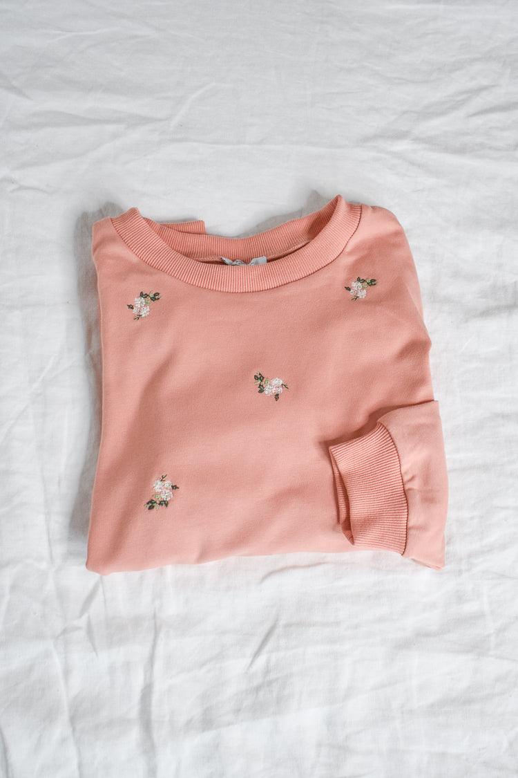 Embroidered floral sweatshirt hot sale