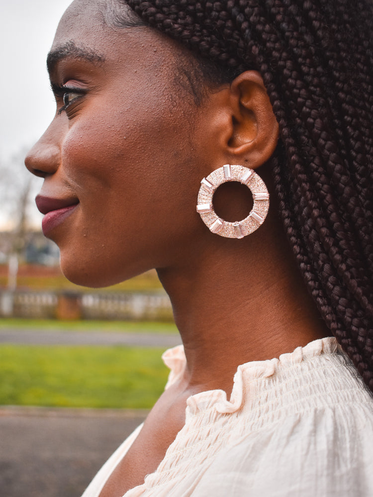 pale pink circle stud earrings, spring earrings
