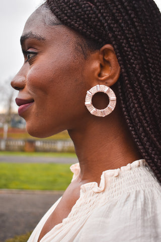 pale pink circle stud earrings, spring earrings