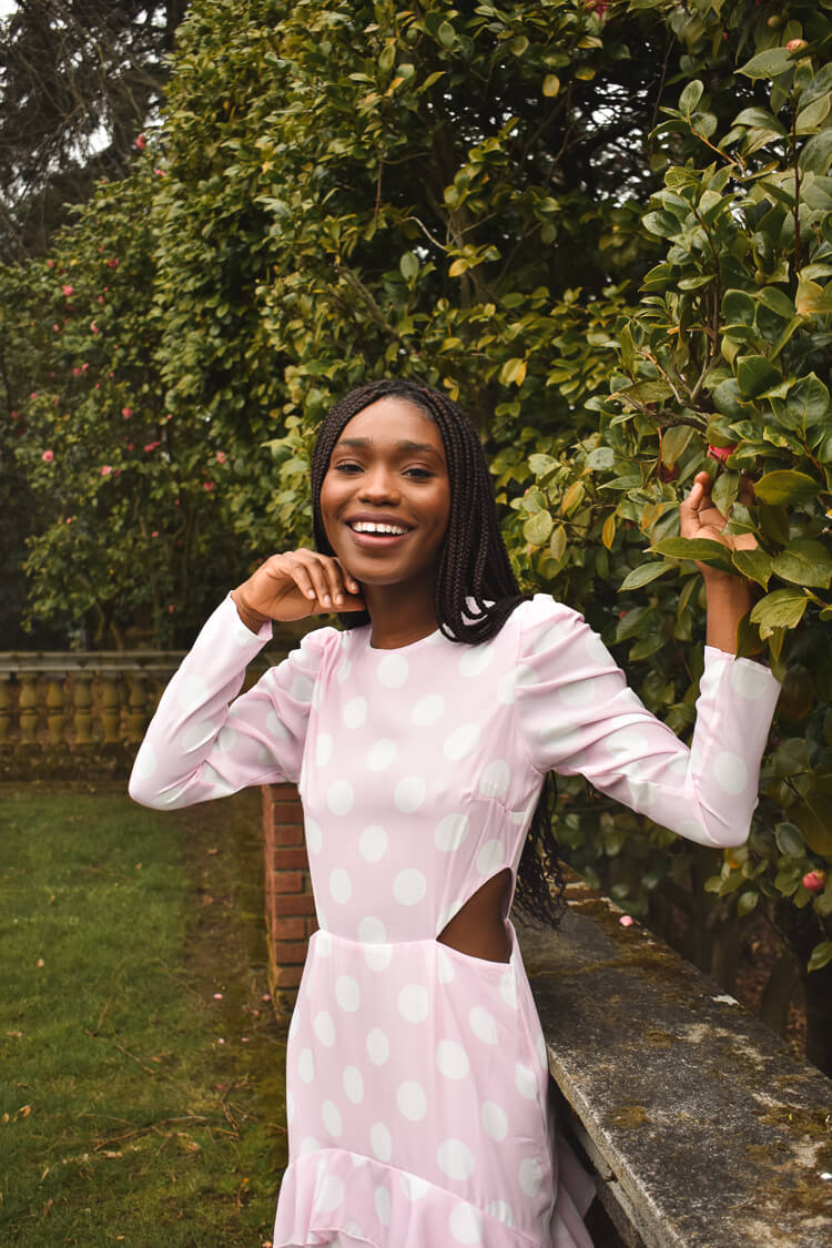 Johanna Pink Polka Dot Midi Dress - $5 Flat Rate Shipping Under $100