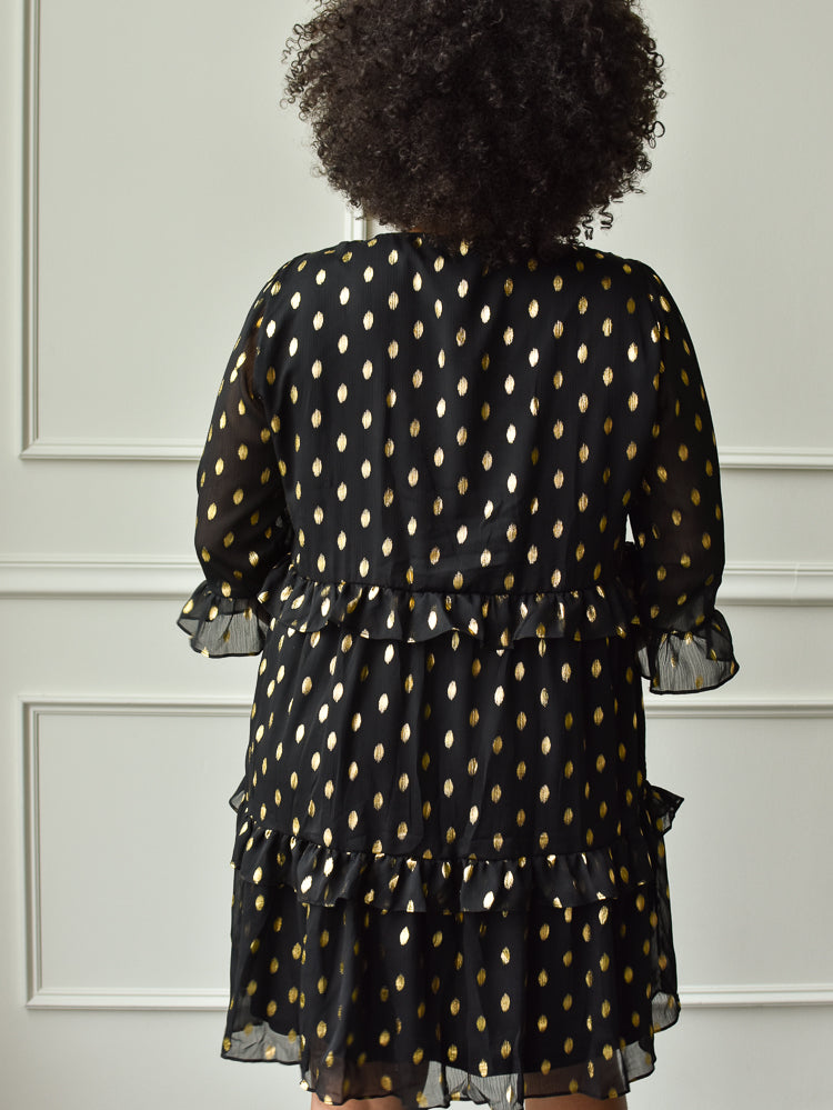 Tambrie Black and Gold Dot Mini Dress  - FINAL SALE