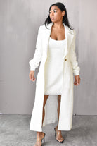 alexa tweed coat sau lee, coat for bride, white tweed coat, cream tweed coat. 