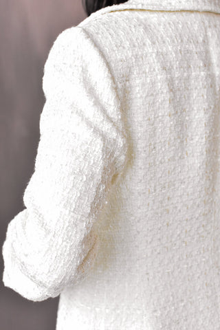 alexa tweed coat sau lee, coat for bride, white tweed coat, cream tweed coat. 