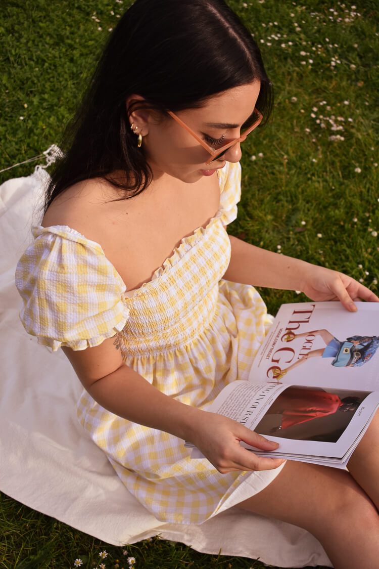 Yellow gingham sale mini dress