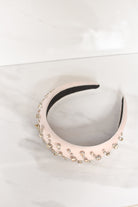 padded headband with rhinestones, taupe rhinestone headband, party headband