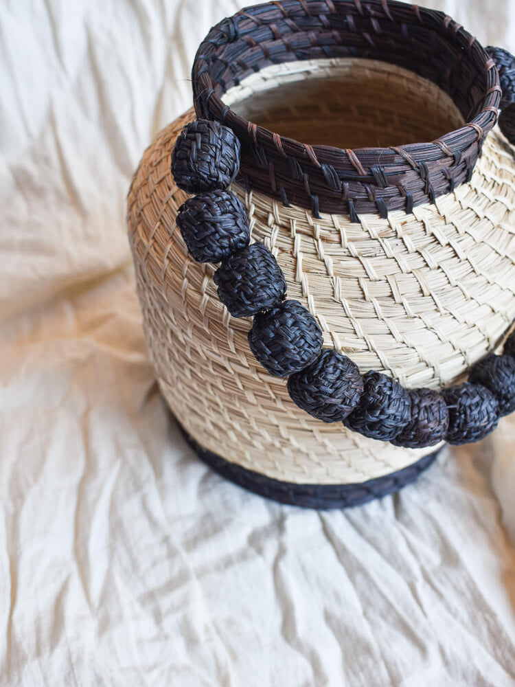 kaanas san gil charcoal bag, black and white bucket bag, basket bag, mini basket bag, bucket bag