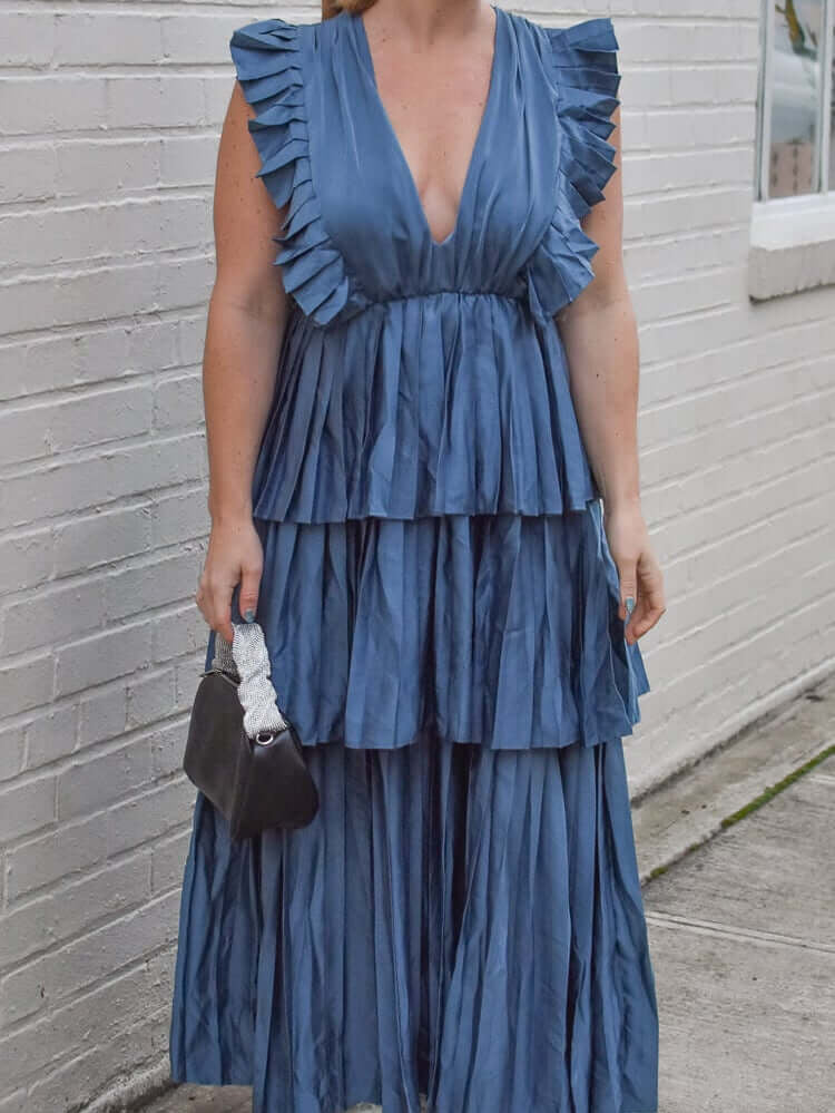 Clara Ruffle Tier Maxi Dress - Blue Gray - $148 - Free Shipping