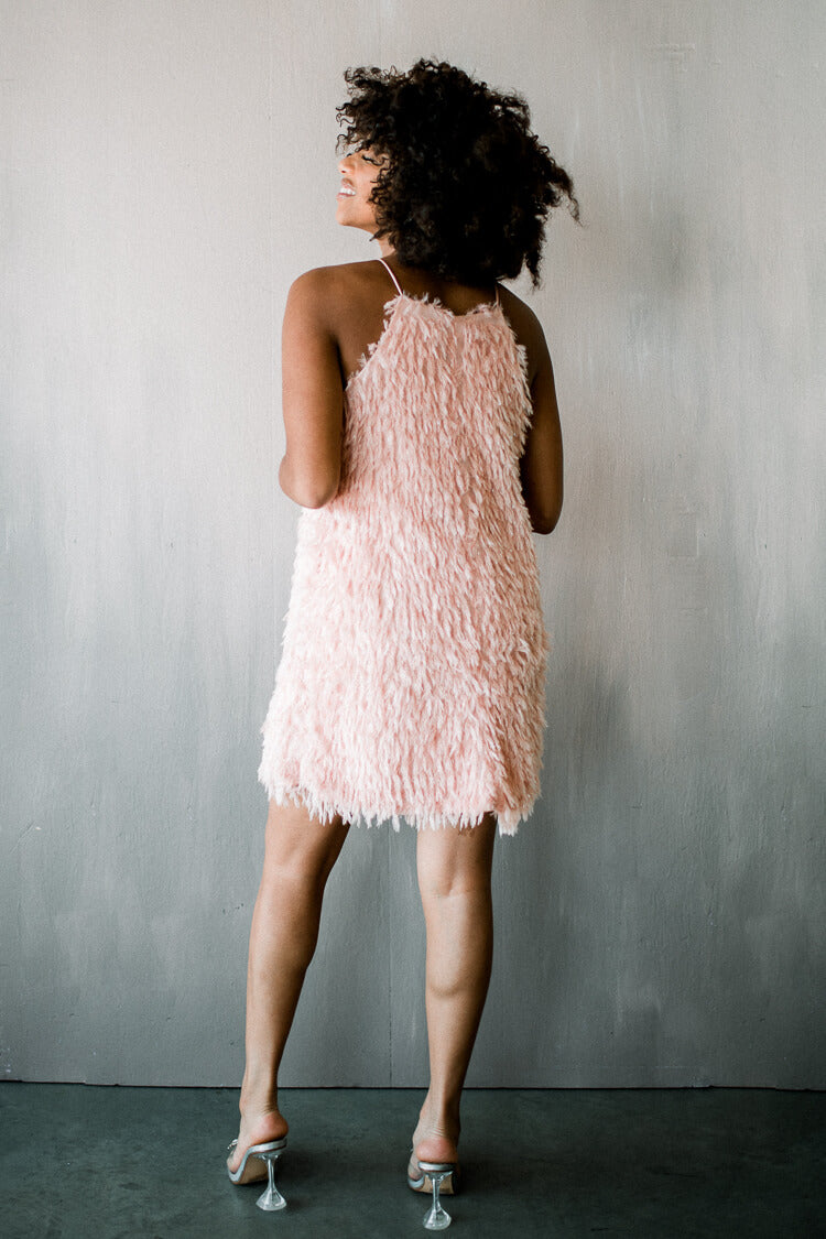 Zara pink fringe outlet dress