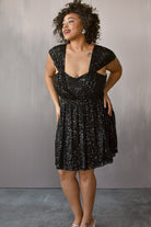 plus size black sequin mini dress, plus size sequin dress, plus size black dress, nye wedding guest dress