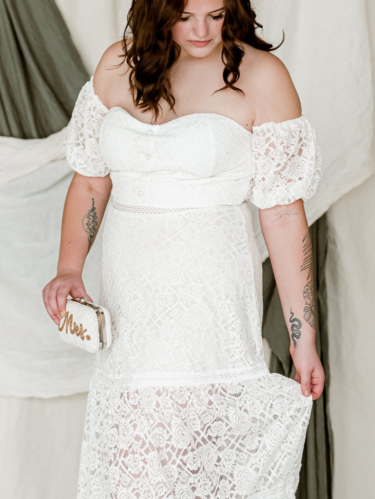 white plus size bridal maxi dress