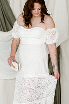 white plus size bridal maxi dress