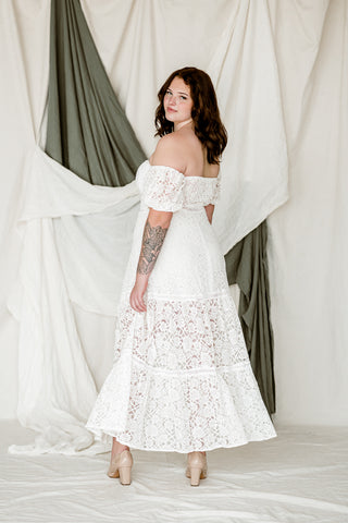 white plus size bridal maxi dress