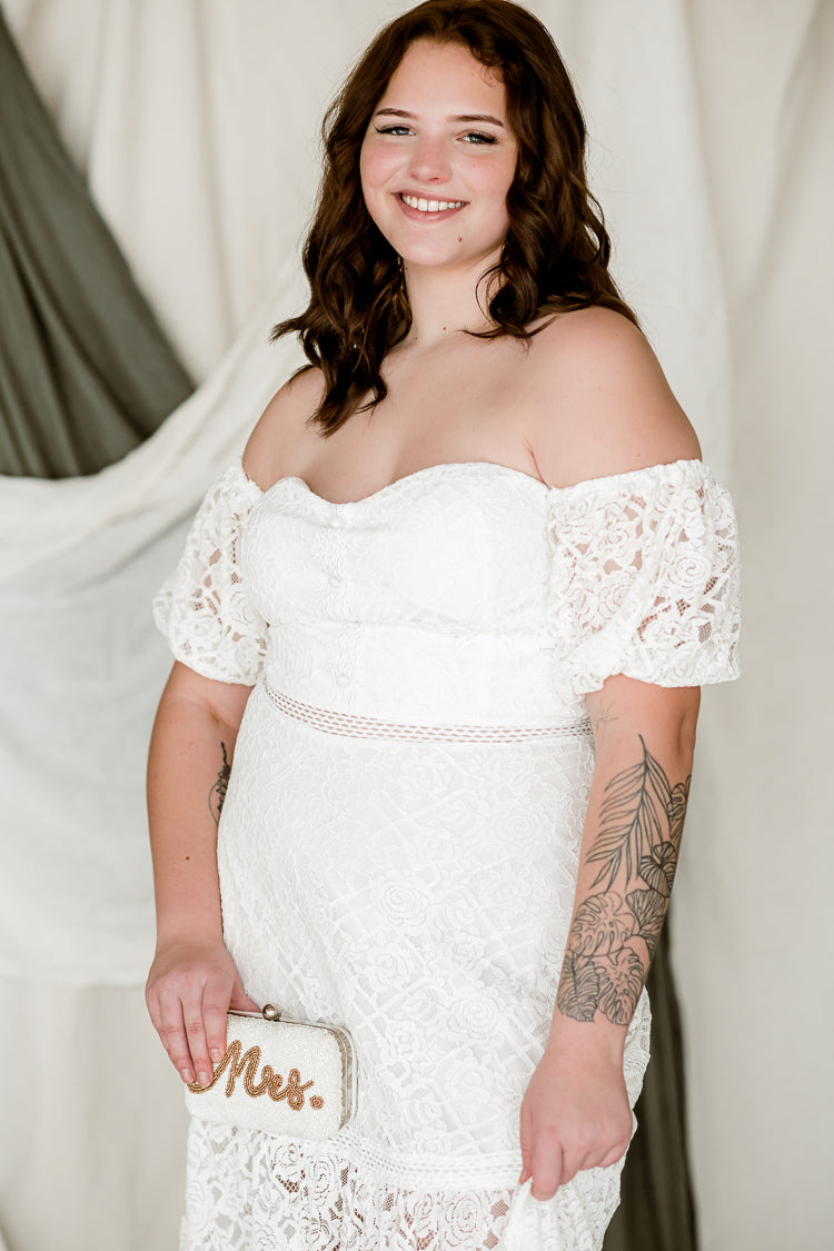 white plus size bridal maxi dress