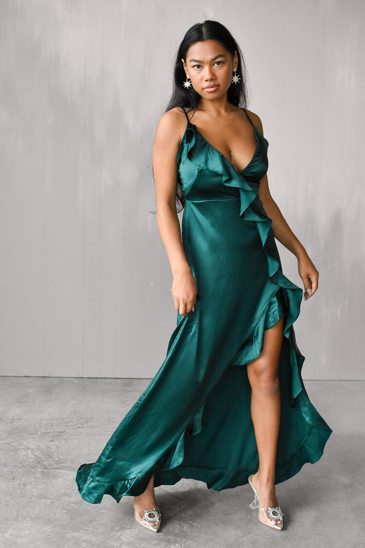 Green slip hotsell maxi dress