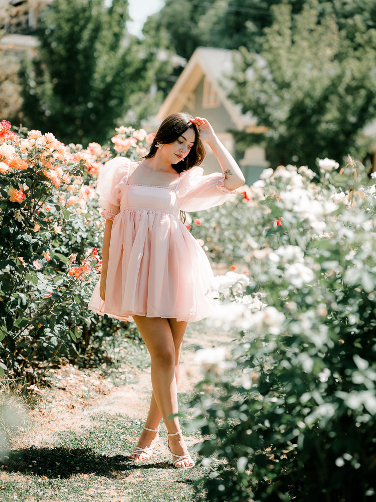 Georgie Pink Puff Sleeve Mini Dress