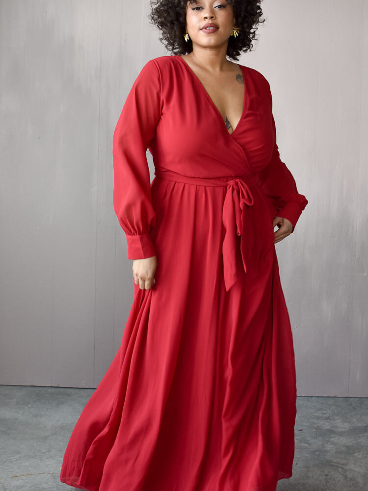 plus size red maxi dress, plus size wrap dress, plus size red dress