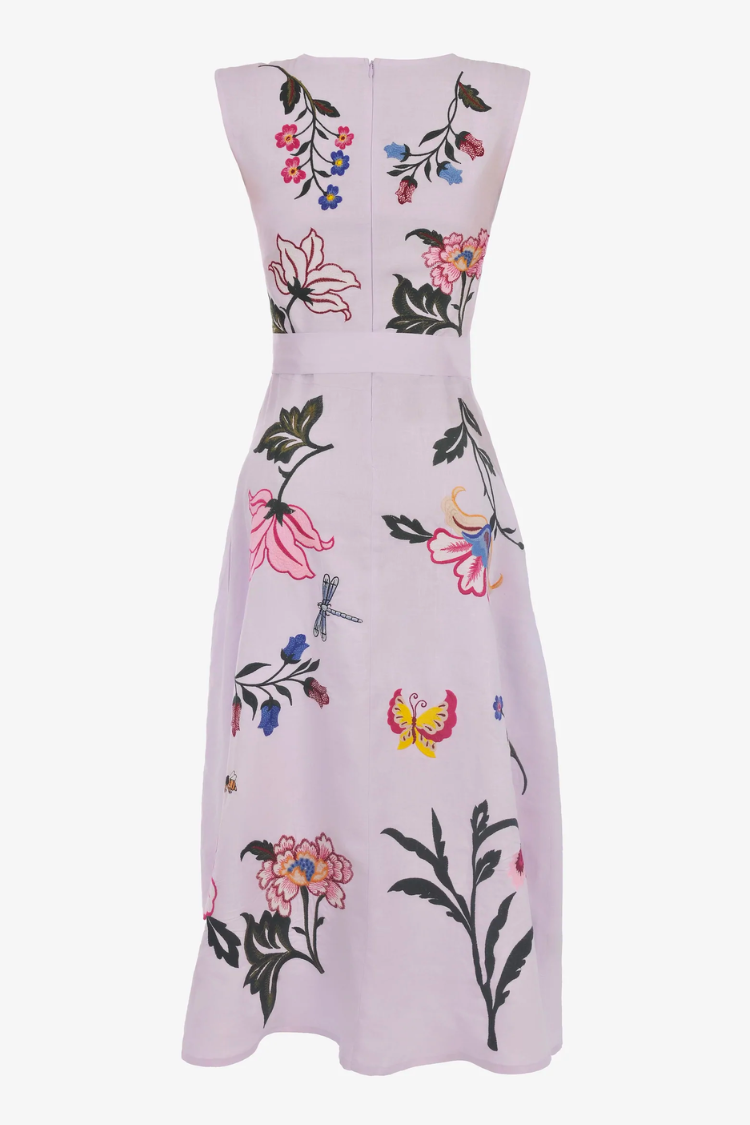 gloriosa floral embroidered midi dress