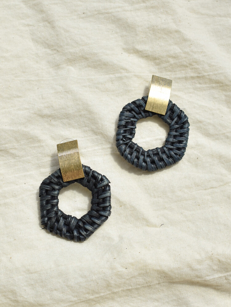 black rattan earrings