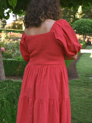 plus size red dress, red dresses for plus size women, plus size puff sleeve dress