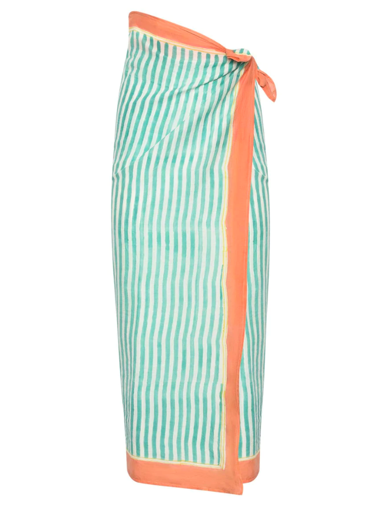 ibiza sarong from sunshine tienda, teal and white striped sarong