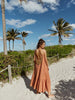 kara long dress terracotta dubai from sundress, terracotta maxi dress, brown vacation dress