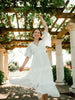 white midi dress, white midi dress with sleeves, white midi dress for bride, bachelorette party dress