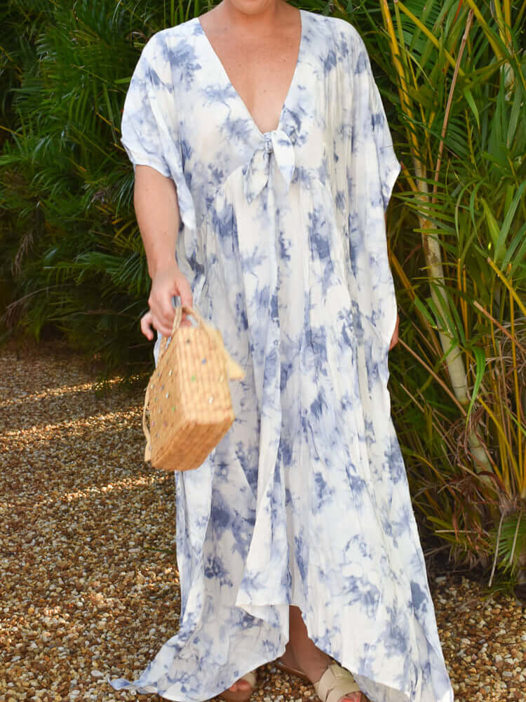 Blue and white outlet caftan