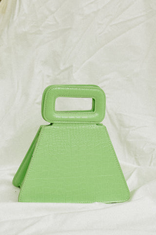 Margaux Lime Green Triangle Top Handle Bag