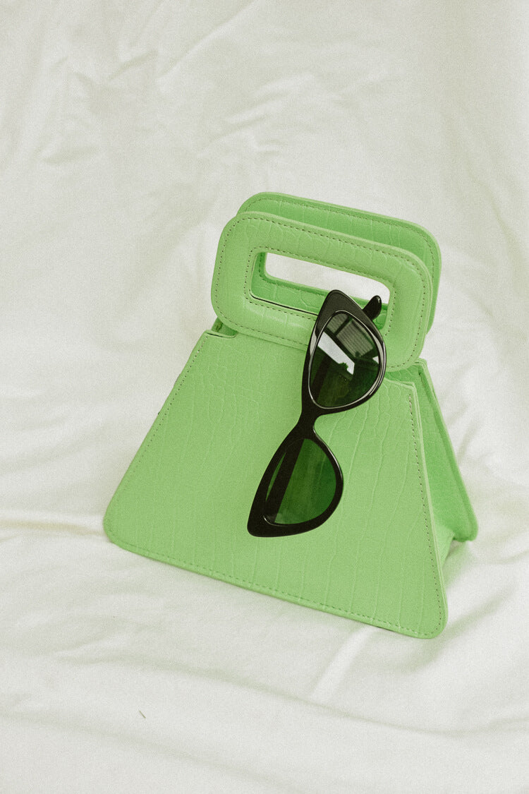 Margaux Lime Green Triangle Top Handle Bag