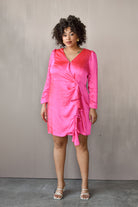 plus size pink mini dress, plus size pink dress, pink wrap dress plus size