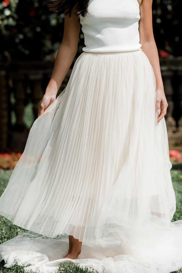 cream tulle midi skirt, tulle skirt, bride skirts, bridal separates