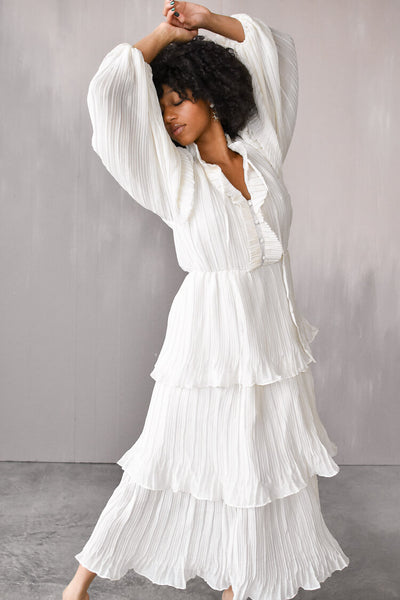 auguste tiered frill midi dress white Auguste Tiered Frill Midi Dress White