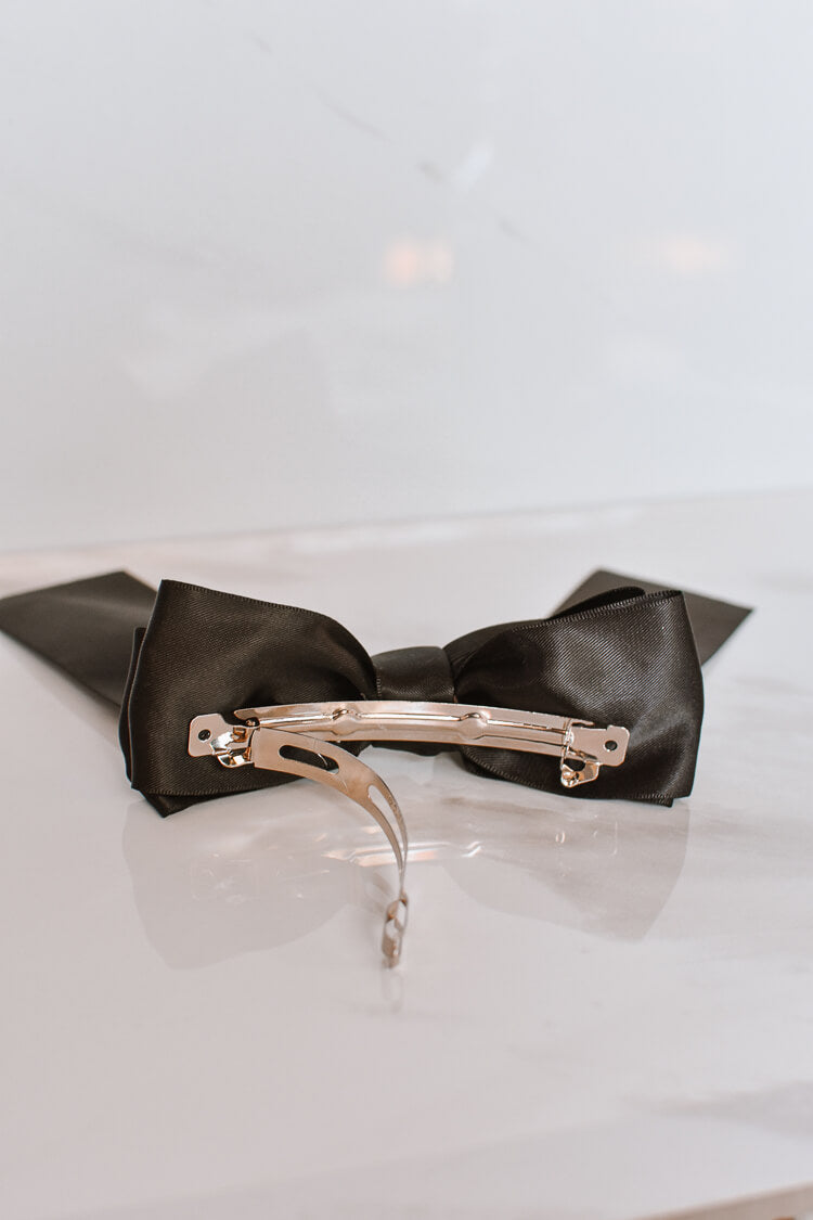 satin oversized bow barrette