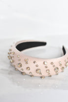 padded headband with rhinestones, taupe rhinestone headband, party headband