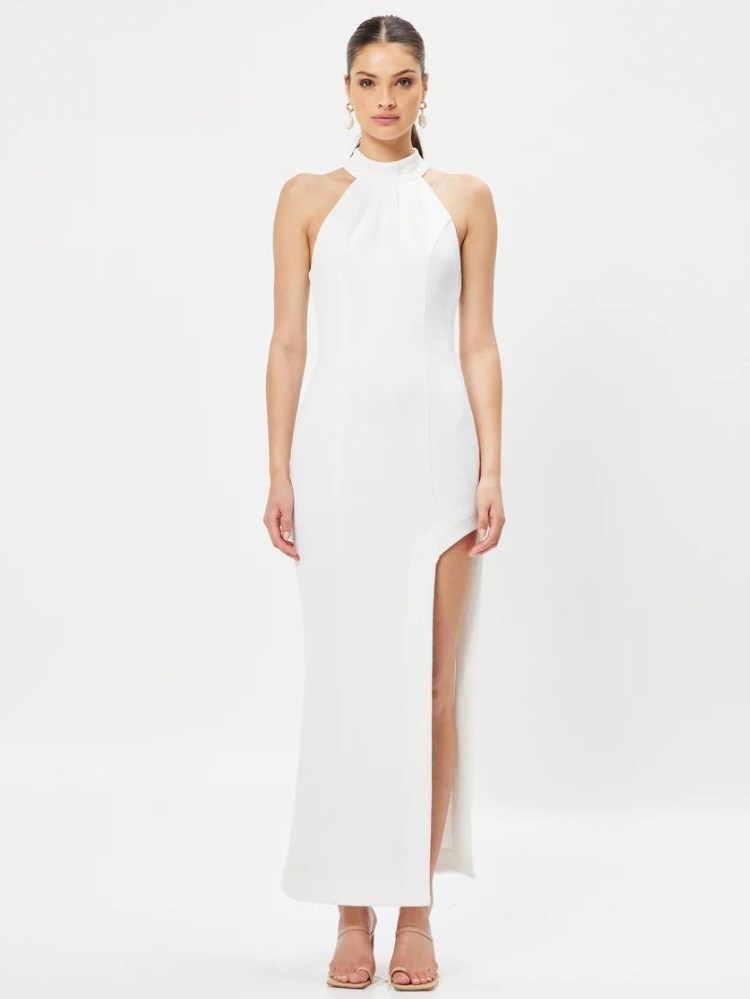 miniata white halter gown