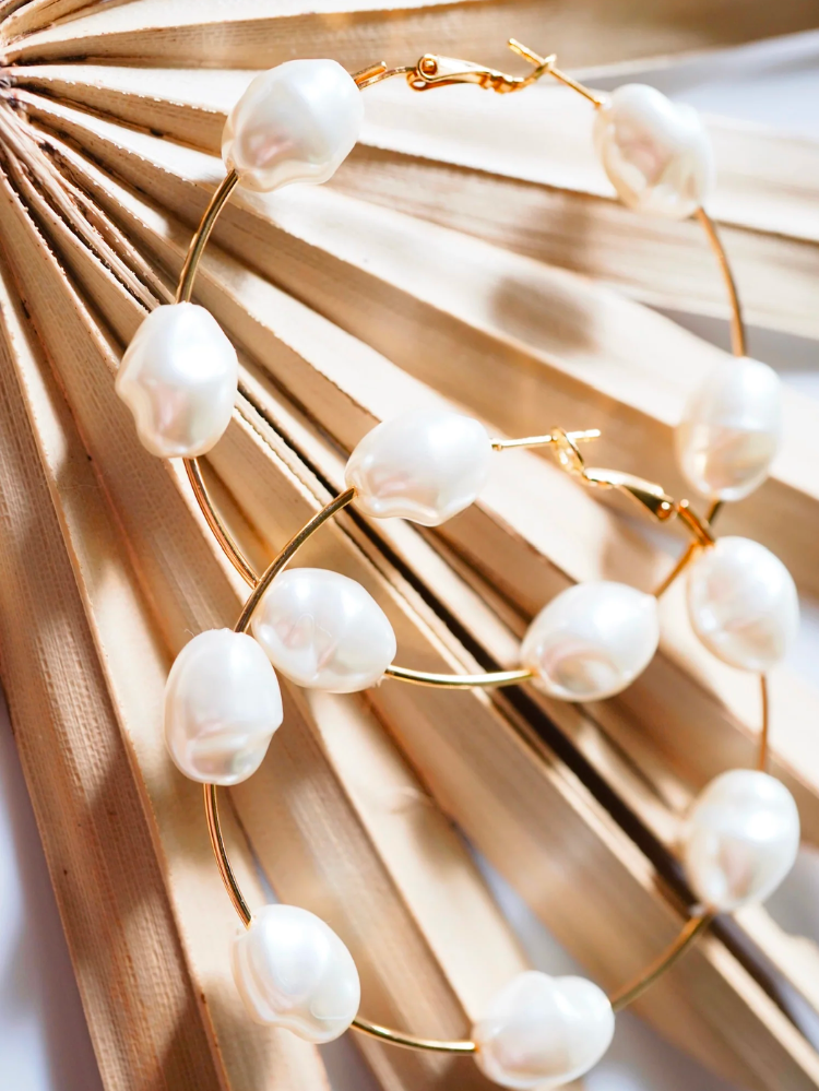 pearl hoop earrings for bride
