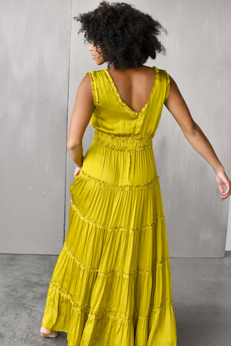 chartreuse maxi dress, chartreuse holiday party dress, holiday party dress