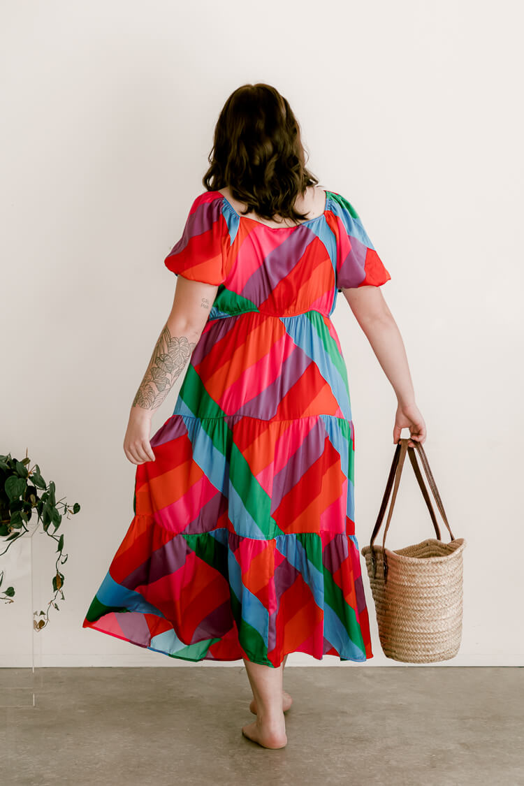 Rainbow maxi dresses plus hot sale size