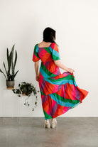 regular and plus size rainbow maxi dress