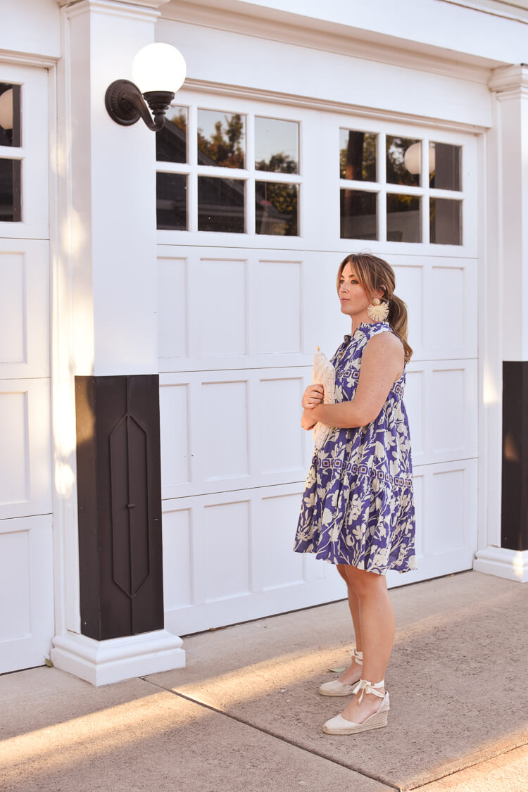 Ro Short Blue Floral Dress from Olivia James, wedding guest dress, short wedding guest dress, bump friendly wedding guest dress