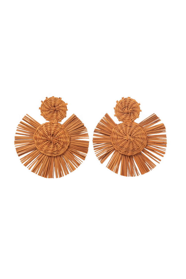 Iraca Palm Orange Earrings