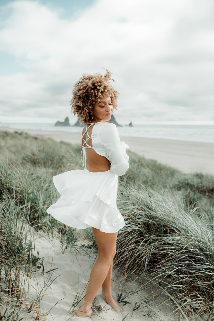 Rya White Silky Cutout Mini Dress
