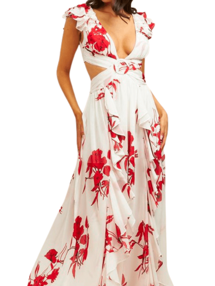 Cape Cod Nights Floral Cut Out Dress