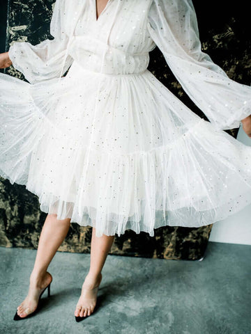 cream tulle dress, cream tulle sparkle dress