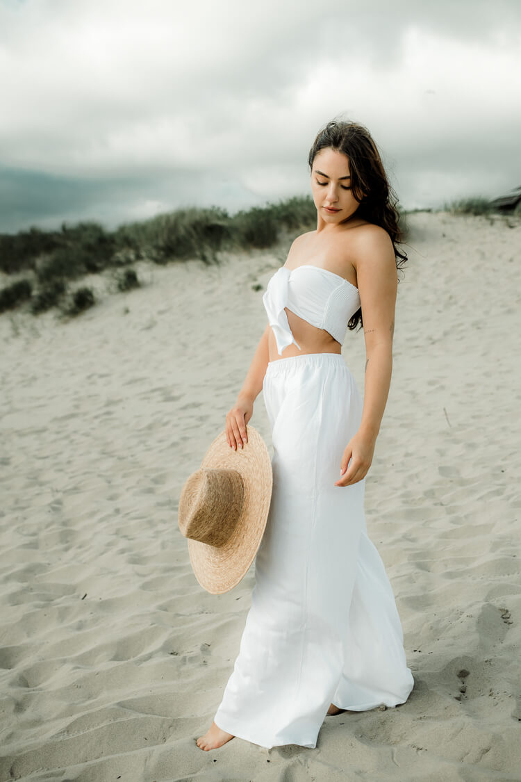 white linen pants set for honeymoon