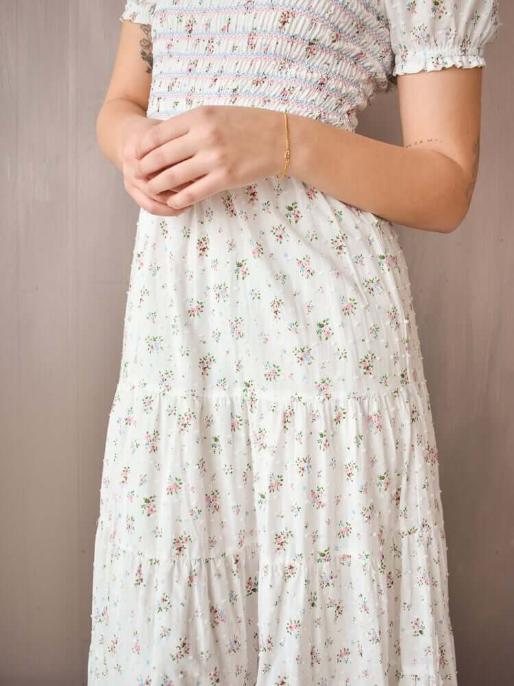 Mtex 100% Cream Cotton Floral Dress Fabric - Small Ditsy Print - 150cm Wide - MA1078