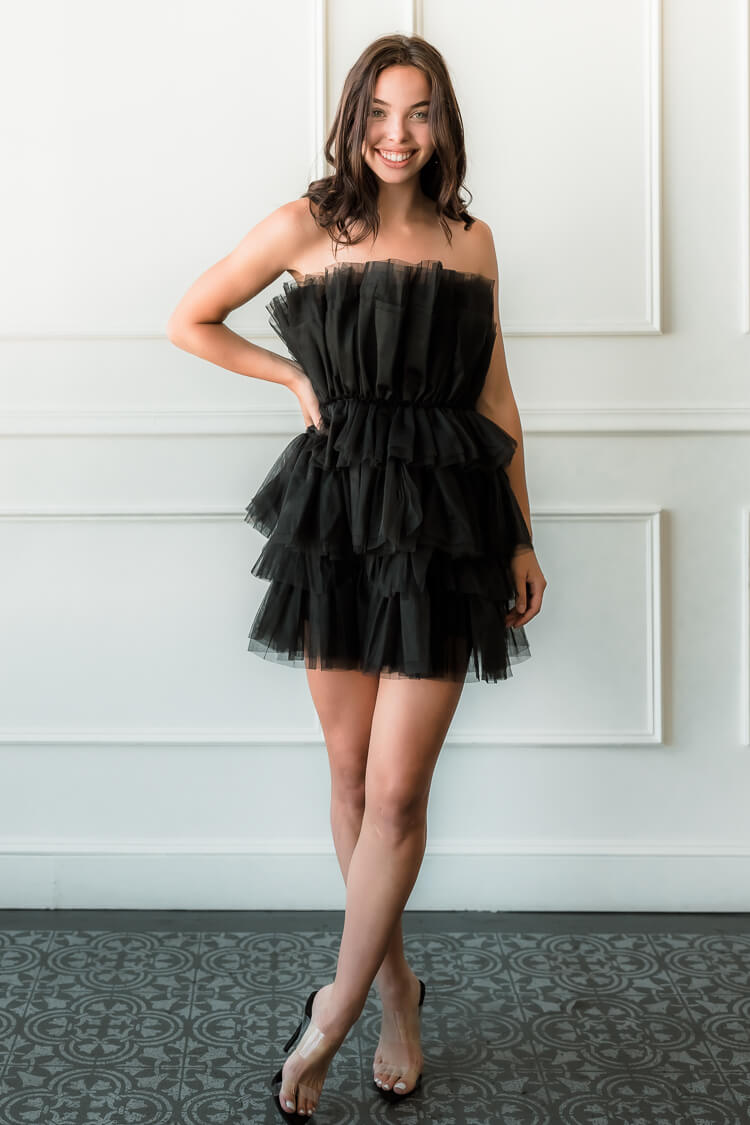 black tulle mini dress