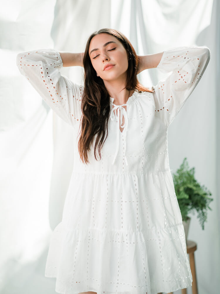 Astr Women's Flutter Sleeve Maxi Dress - White - Casual Dresses