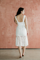 white lace midi dress for bride