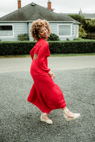Red maxi dress for wedding guest Clearance